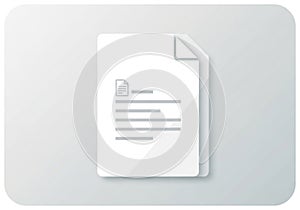 A stylized illustration of a document icon on a light gray