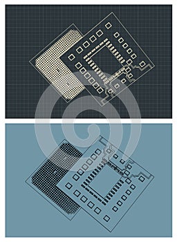 CPU drawings and integrated electronics