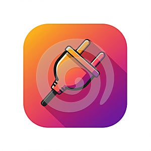 Stylized illustration of an electrical plug with two prongs, set against a gradient