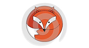 Stylized illustration of a fox s face designed within a circle