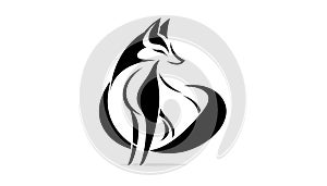 Stylized illustration of a fox using bold black lines on a white b
