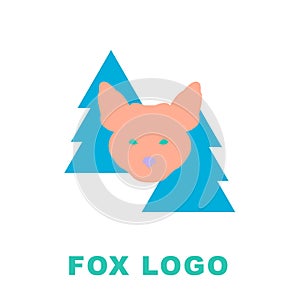 Stylized illustration of the fox in woods. Can be used as a logo mascot.