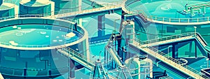 Stylized Illustration of a Futuristic Water Treatment Plant photo