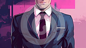Stylized Illustration of a Man in a Sharp Suit