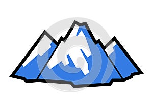 Stylized illustration of mountains. Nature icon for outdoor design.