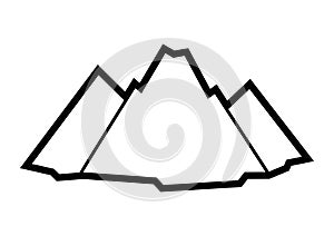 Stylized illustration of mountains. Nature icon for outdoor design.