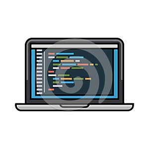 Laptop displaying colorful code, representing programming and software development.