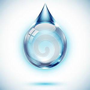 Stylized illustration of a realistic water droplet. The droplet is large, occupying the