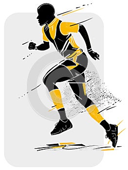 Stylized illustration of running man. Outdoor activity, healthy lifestyle, sprint, marathon, athletics