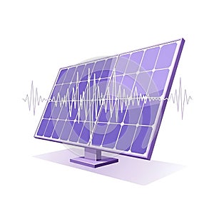 Solar Panel with Energy Wave Illustration