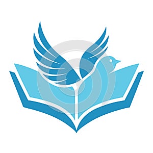 Bird Flying from a Book Logo: Education, Knowledge, and Freedom Design