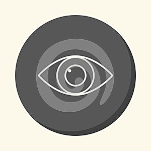 Stylized image of the eye, round linear icon with the illusion of volume