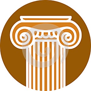 Stylized image of a Greek column. Decorative element. Logo template.