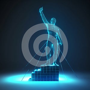 Stylized Image of Person Standing on Upward-Rising Graph for Financial Success and Growth