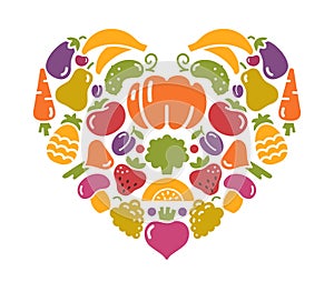 Heart from fruit and vegetables