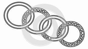Stylized Interlocking Ring Pattern Design, vector design Generative AI