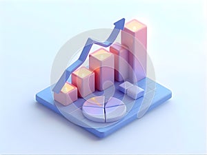 3D Business Data Visualization Growth and Performance Chart