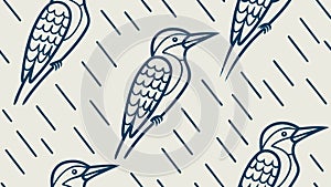 Stylized Kingfisher Birds Pattern, vector design Generative AI