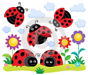 Stylized ladybugs theme image 1