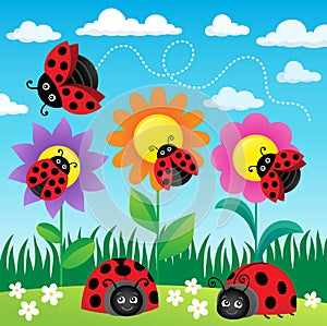 Stylized ladybugs theme image 6