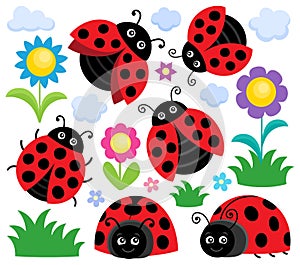 Stylized ladybugs theme set 1