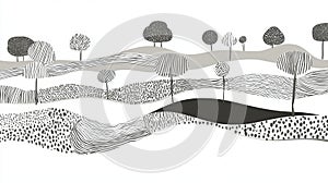 Monochromatic Hilly Landscape