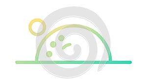 Stylized Landscape with Sun Moon Icon, vector design Generative AI