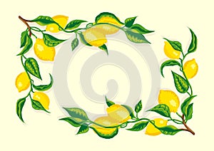 Stylized lemon branch corner frame