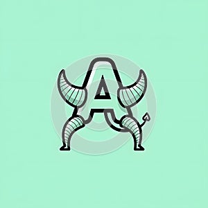 Letter A Logo with Devil Horns and Tail