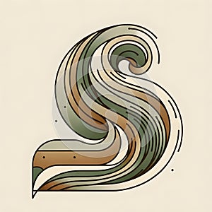 Stylized Letter S - Retro Swirl Typography Illustration