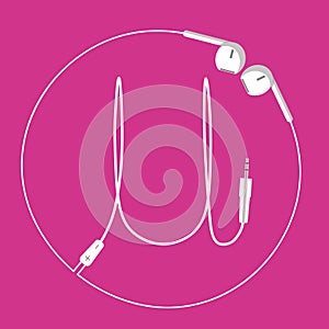 stylized letter U designed using the wire of a white earphone