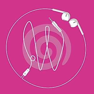 stylized letter W designed using the wire of a white earphone