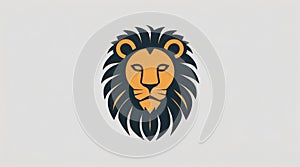 Stylized Lion Head Illustration with Bold Colors and Sharp Lines for Design Projects photo