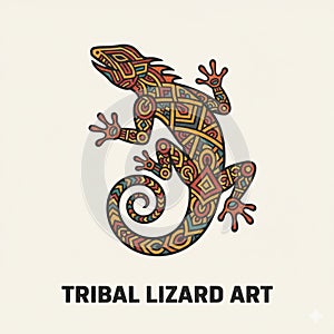 Stylized Lizard Abstract Tribal Pattern Vector