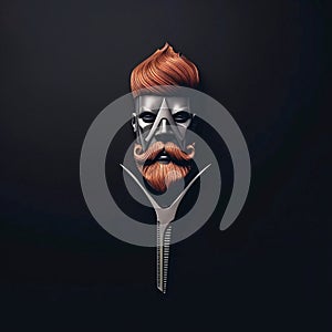 Stylized logo for a barbershop. Stylish beard and haircut logo, print.