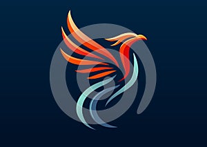 Stylized logo of immortal Phoenix bird photo