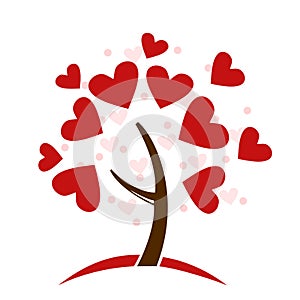 Stylized love tree made of hearts