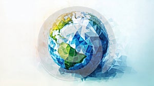 Stylized, low poly rendering of the Earth