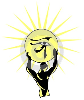 Stylized man with eye of rha isolated