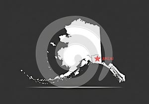 Colorful, stylized map of Alaska featuring