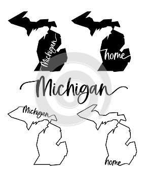 Stylized map of the U.S. Michigan State vector illustration