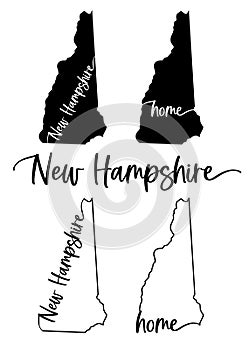 Stylized map of the U.S. New Hampshire vector illustration