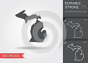 Stylized map of the U.S. state of Michigan vector illustration