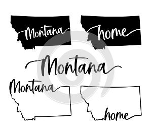 Stylized map of the U.S. State of Montana vector illustration