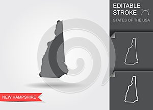 Stylized map of the U.S. state of New Hampshire vector illustration