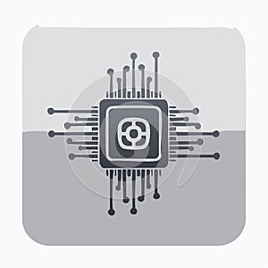 Stylized Microchip CPU Technology Icon
