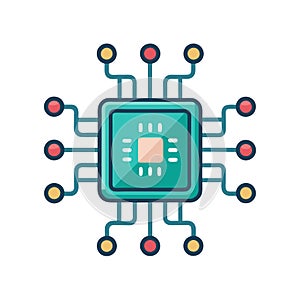 Microchip Icon Representing Technology, Computing, and Data Processing