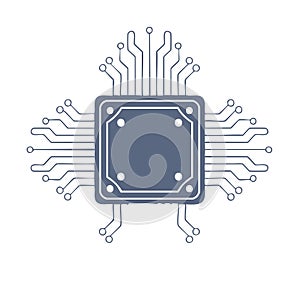 Stylized Microchip Processor Technology Illustration Connectivity Circuitry