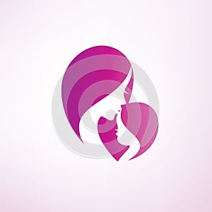 Stylized mom and baby vector symbol