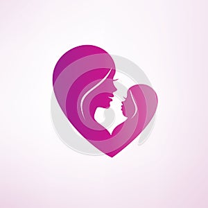 Stylized mom and baby vector symbol